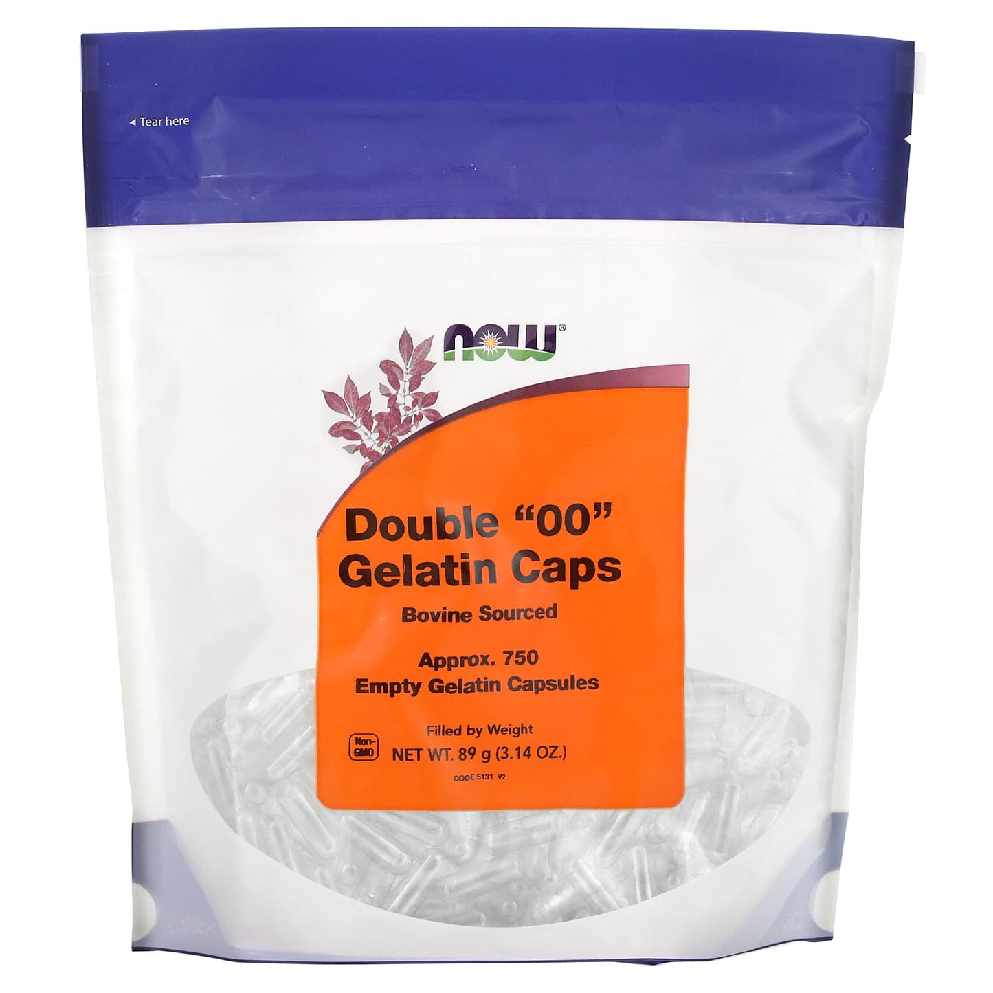 NOW Foods, Double "00" Gelatin Caps, Approx. 750 Empty Gelatin Capsules, 3.14 oz (89 g) - Image 1