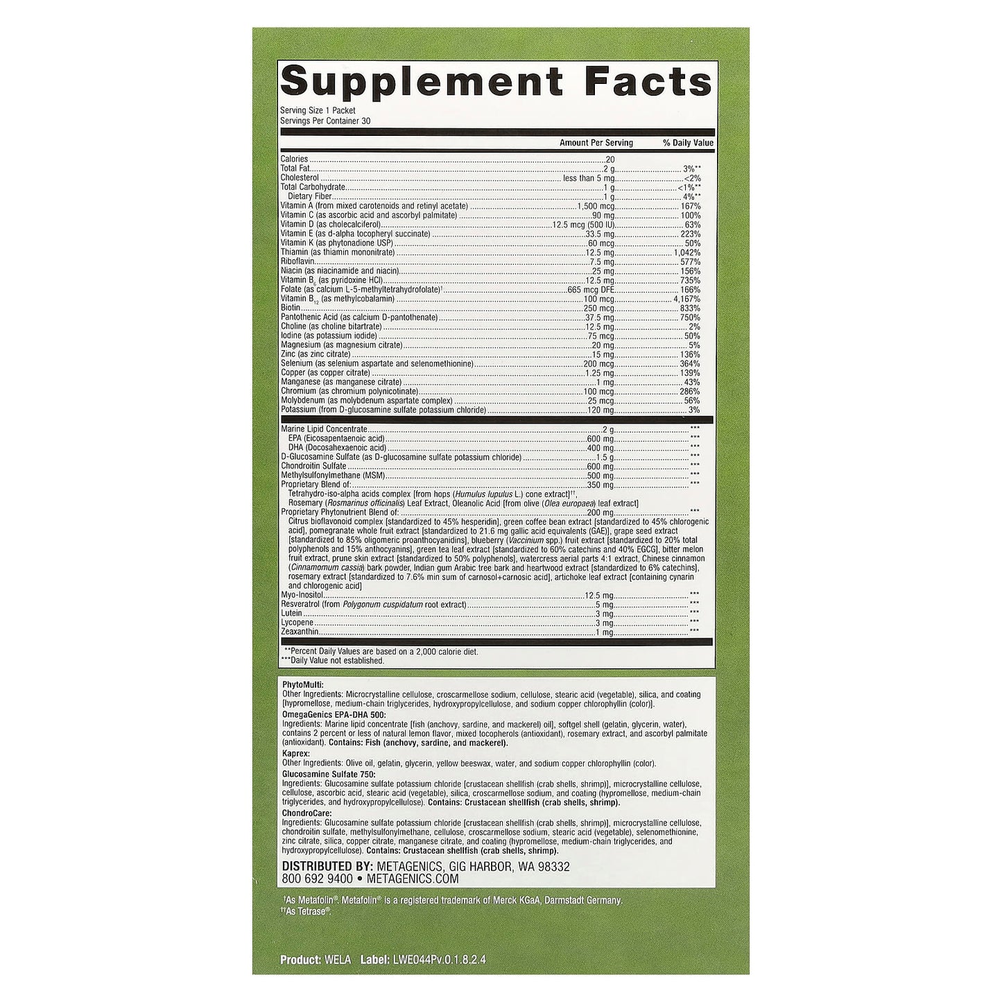 Metagenics, Wellness Essentials® Active, 30 Packets - Image 2