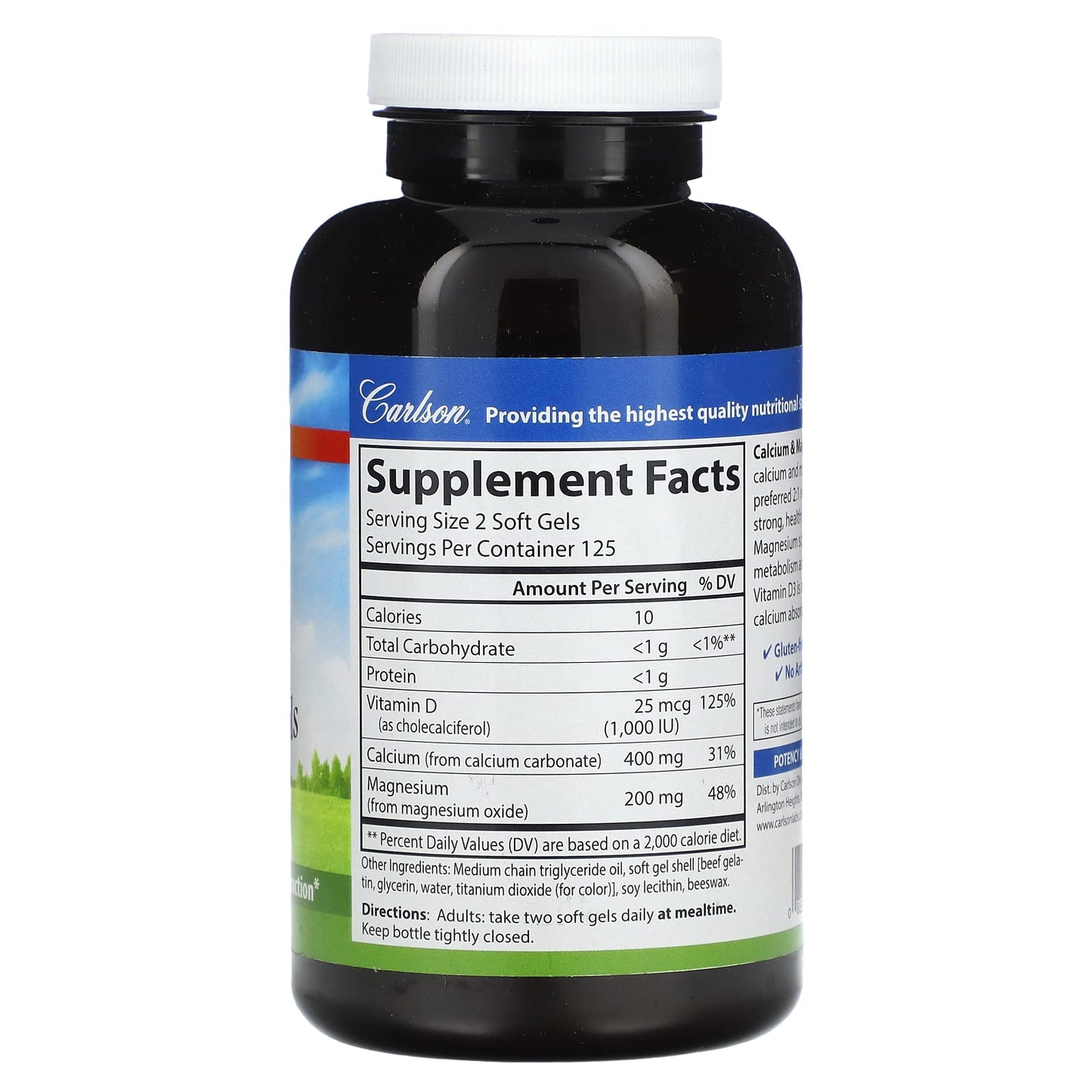 Carlson Calcium & Magnesium Gels with Vitamin D3 - Bone Support & Energy - Image 2