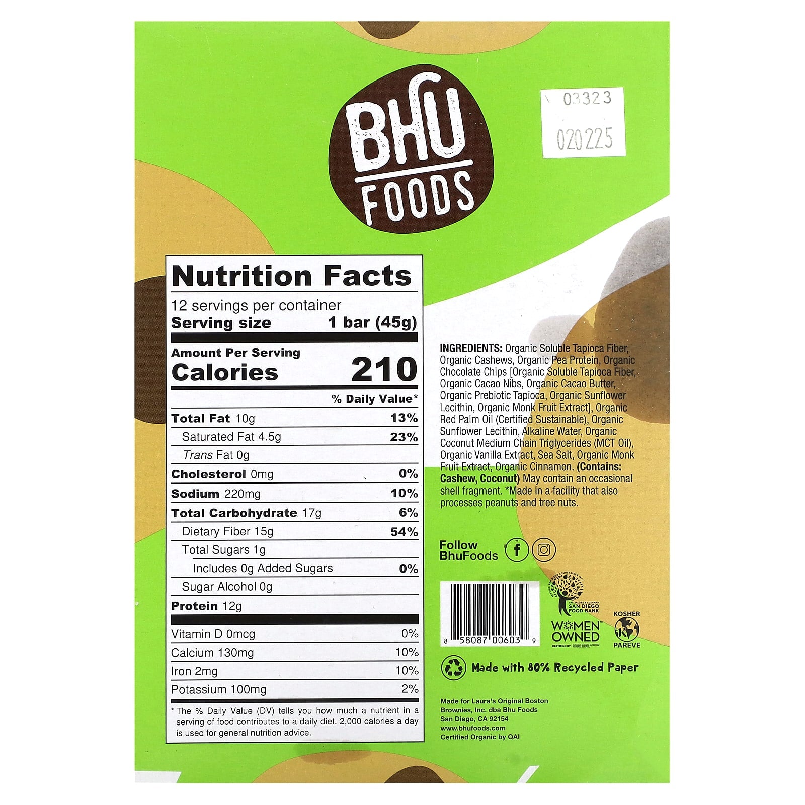 Delicious, Healthy Vegan Protein Bars by BHU Foods - 12g Protein, Low Sugar - Image 2