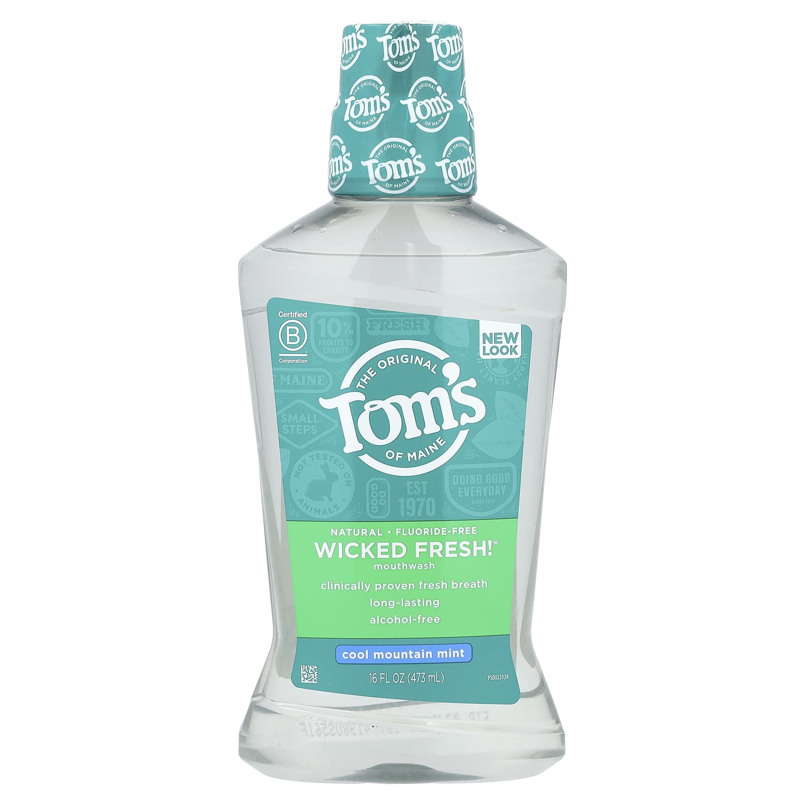 Tom's of Maine, Wicked Fresh!®, Mouthwash, Alcohol-Free, Fluoride-Free, Cool Mountain Mint, 16 fl oz (473 ml) - Image 1