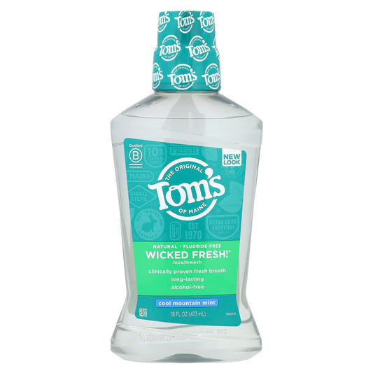 Tom's of Maine, Wicked Fresh!®, Mouthwash, Alcohol-Free, Fluoride-Free, Cool Mountain Mint, 16 fl oz (473 ml) - Image 1
