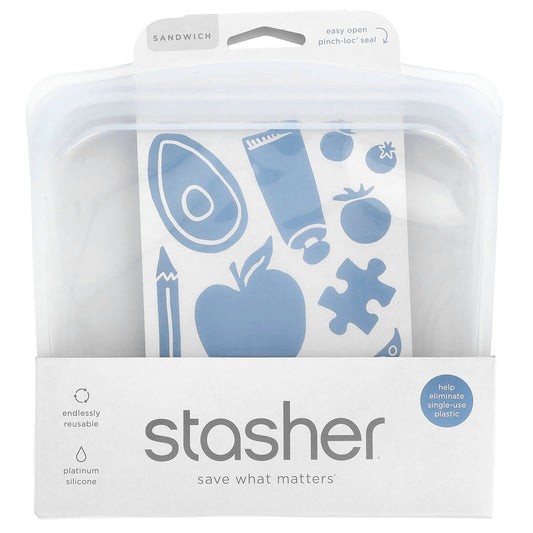 Stasher, Reusable Storage Bag, Sandwich Size, Clear, 28 fl oz (828 ml) - Image 1