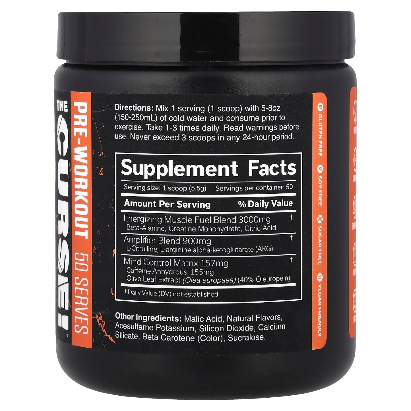 JNX Sports The Curse Peach Mango Pre-Workout Supplement Powder 275g - Image 2
