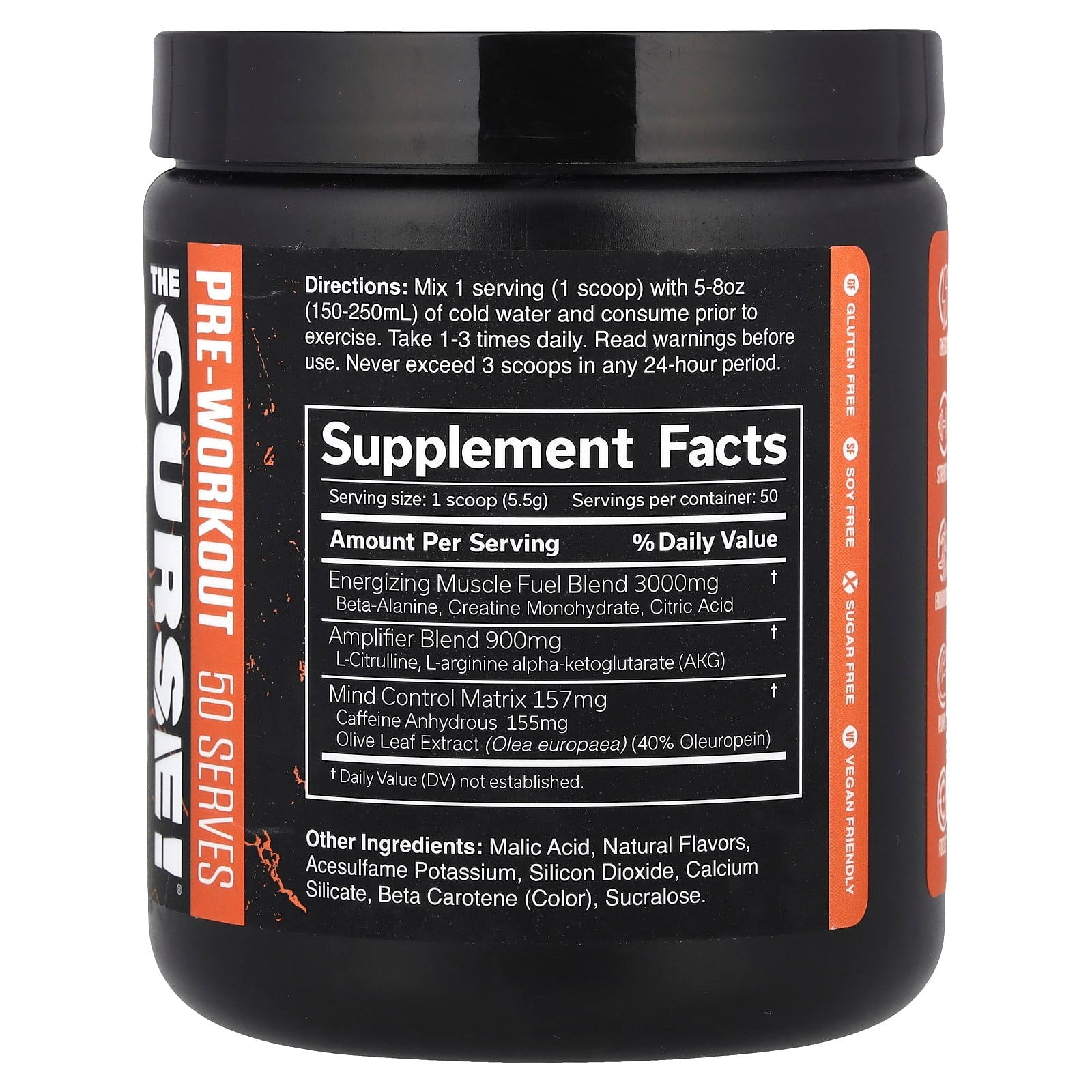 JNX Sports The Curse Peach Mango Pre-Workout Supplement Powder 275g - Image 2
