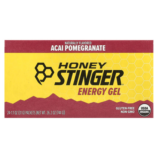Acai Pomegranate Energy Gel by Honey Stinger - 24 Packets - Image 1