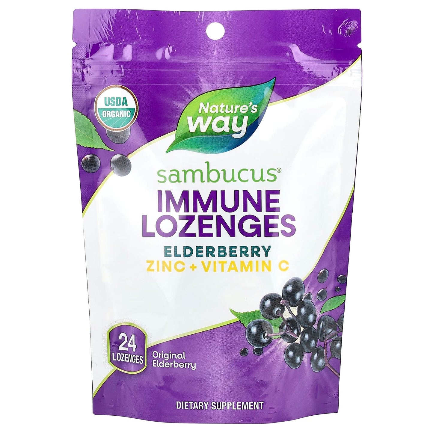 Nature's Way, Sambucus® Elderberry, Immune Lozenges, Original Elderberry, 24 Lozenges - Image 1
