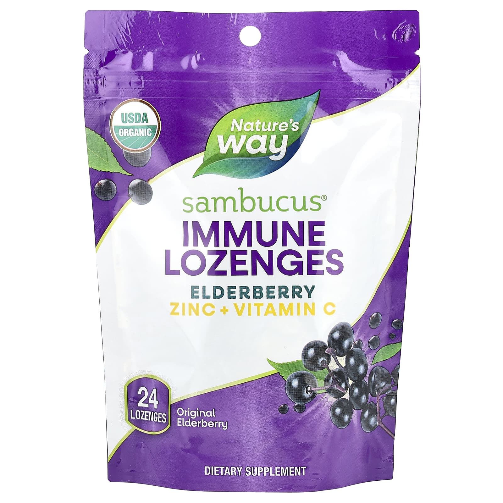 Nature's Way, Sambucus® Elderberry, Immune Lozenges, Original Elderberry, 24 Lozenges - Image 1