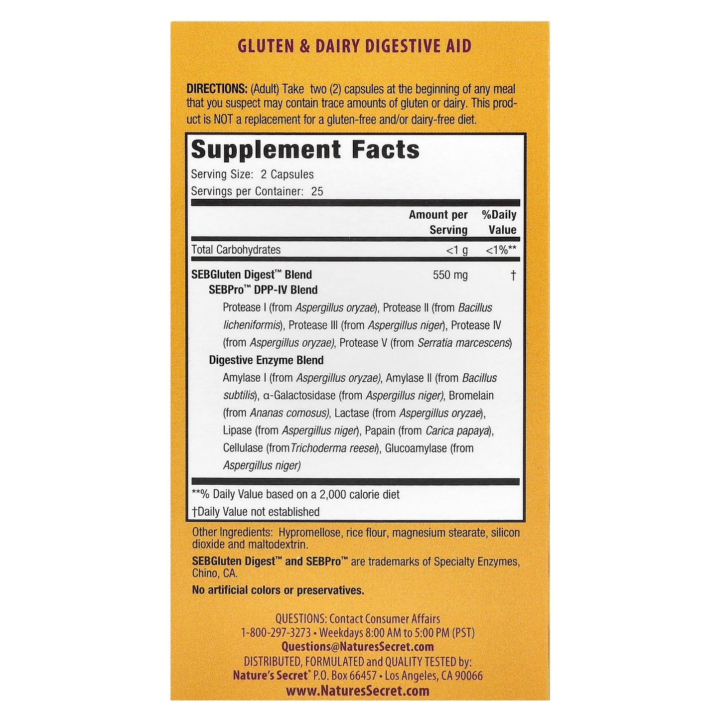 Nature's Secret, Gluten & Dairy Digestive Aid™, 50 Capsules - Image 2