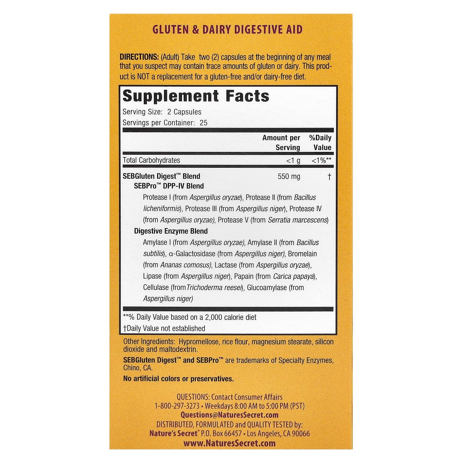 Nature's Secret, Gluten & Dairy Digestive Aid™, 50 Capsules - Image 2