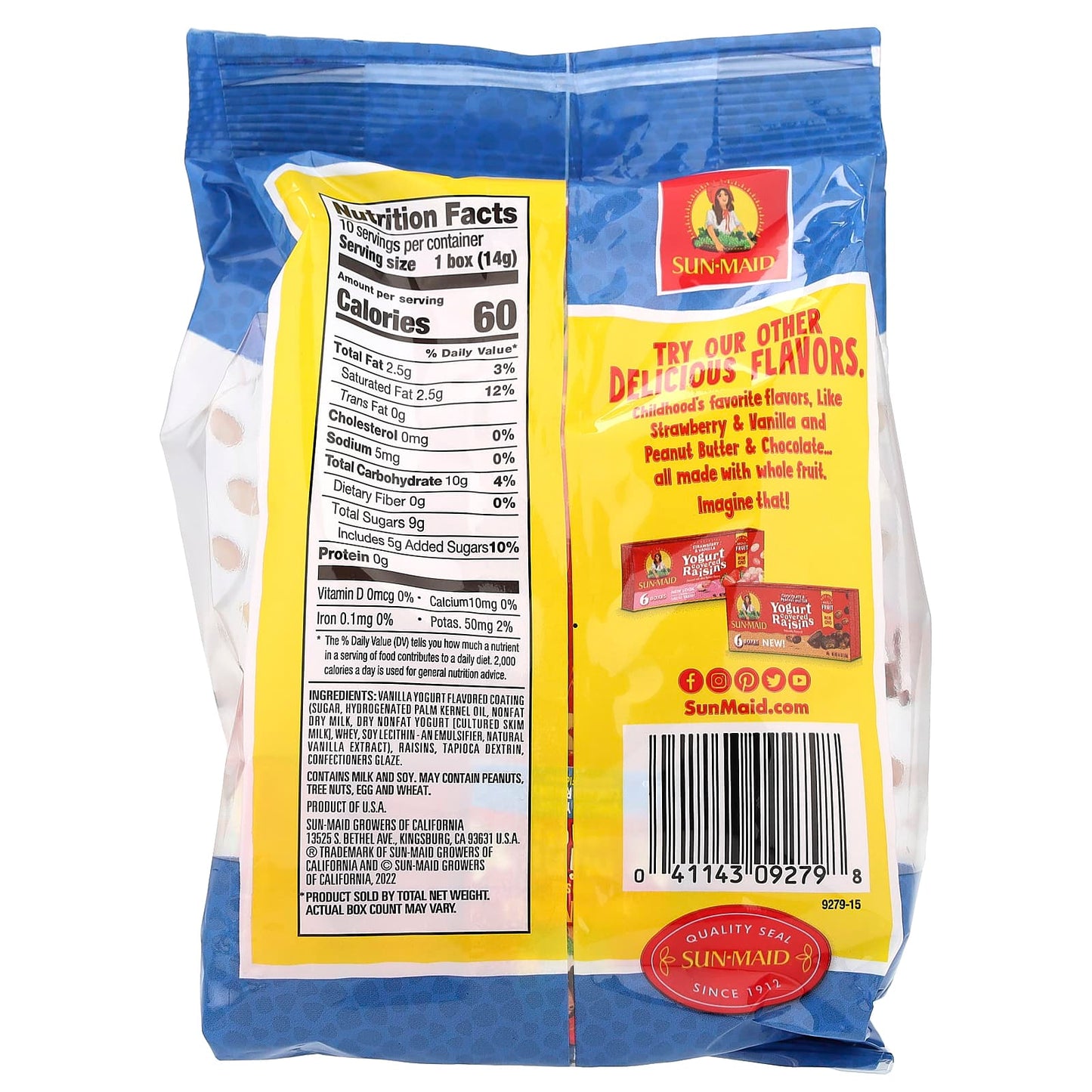 Sun-Maid, Yogurt Covered Raisins, Mini-Snacks, Vanilla, 10 Mini-Boxes, 5 oz (142 g) - Image 2