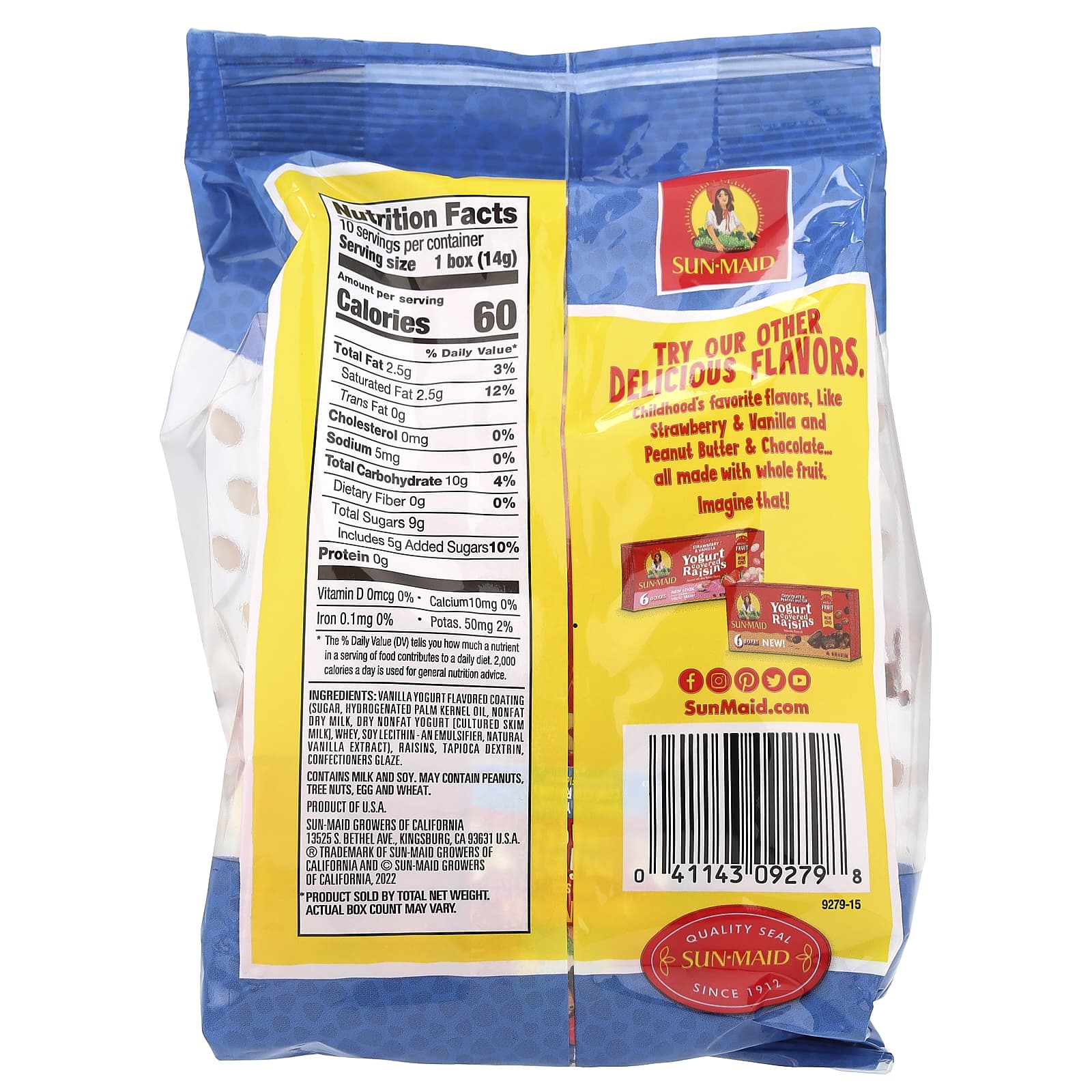 Sun-Maid, Yogurt Covered Raisins, Mini-Snacks, Vanilla, 10 Mini-Boxes, 5 oz (142 g) - Image 2