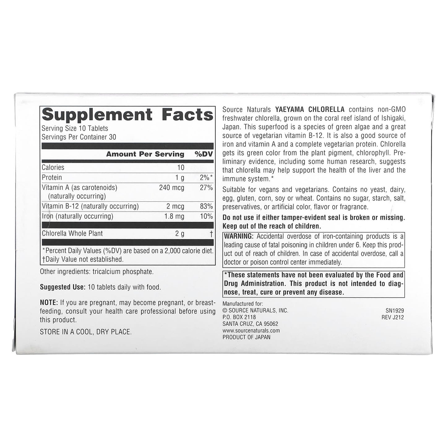 Source Naturals, Yaeyama Chlorella®, Resealable Pouch, 200 mg, 300 Tablets (20 mg per Tablet) - Image 2
