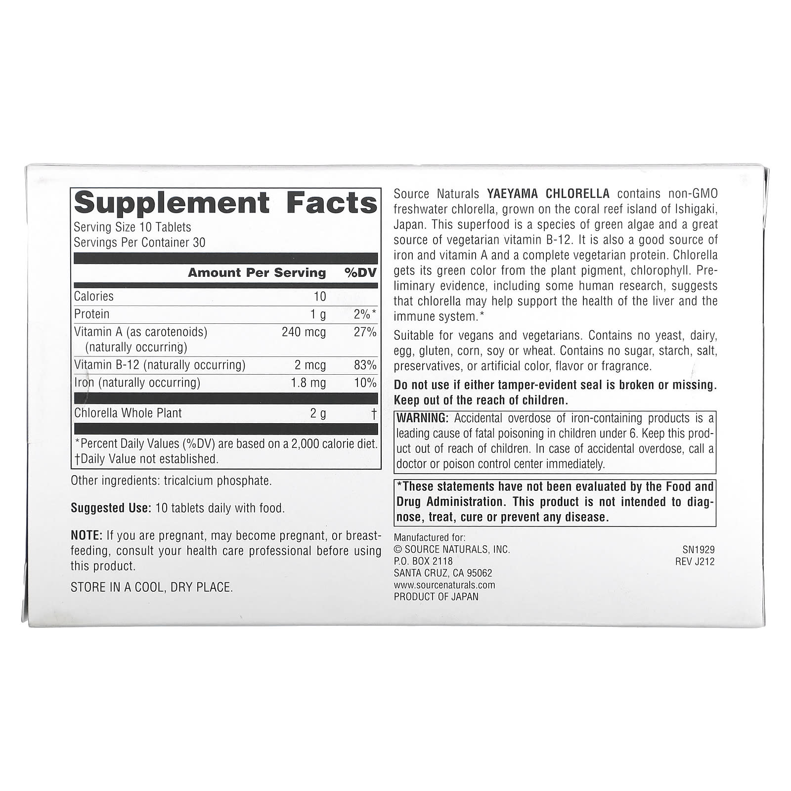 Source Naturals, Yaeyama Chlorella®, Resealable Pouch, 200 mg, 300 Tablets (20 mg per Tablet) - Image 2