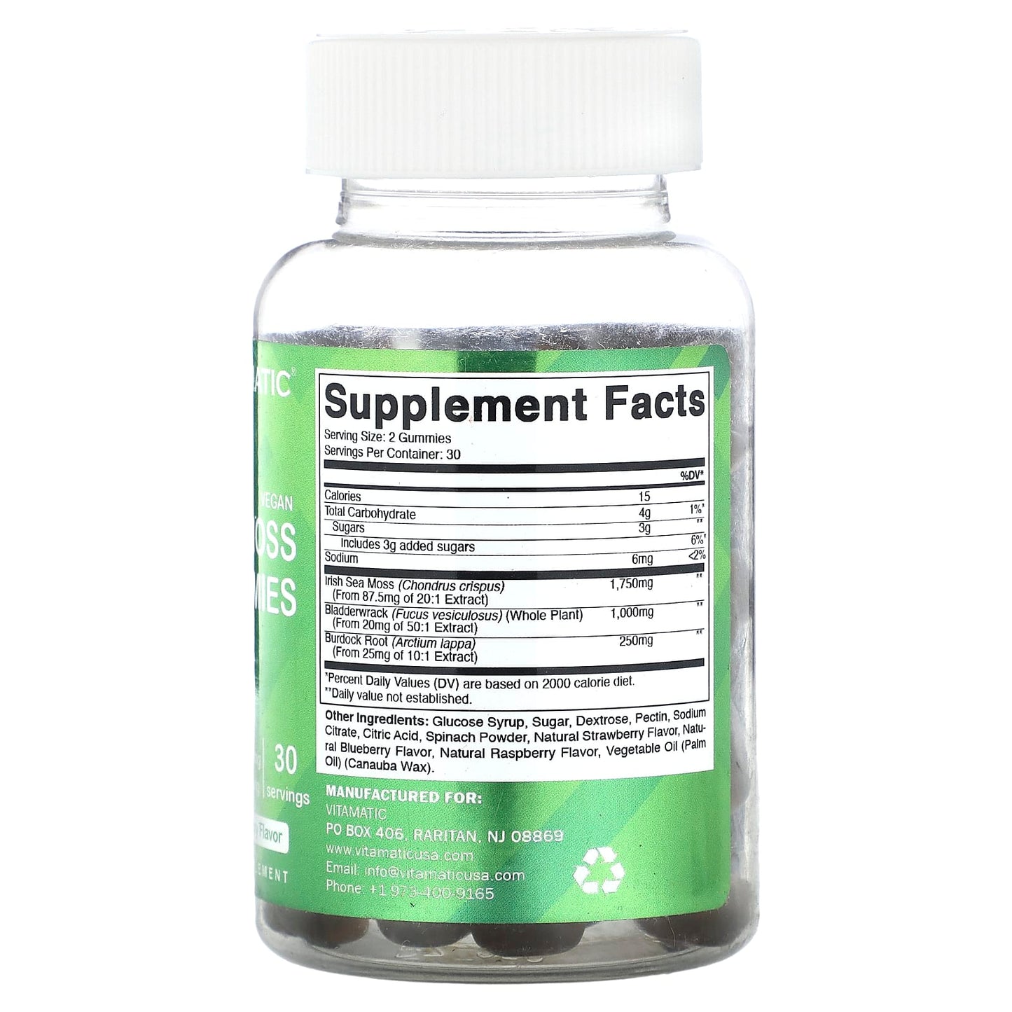 Vitamatic, Vegan Sea Moss Gummies, Natural Raspberry, 60 Gummies - Image 2