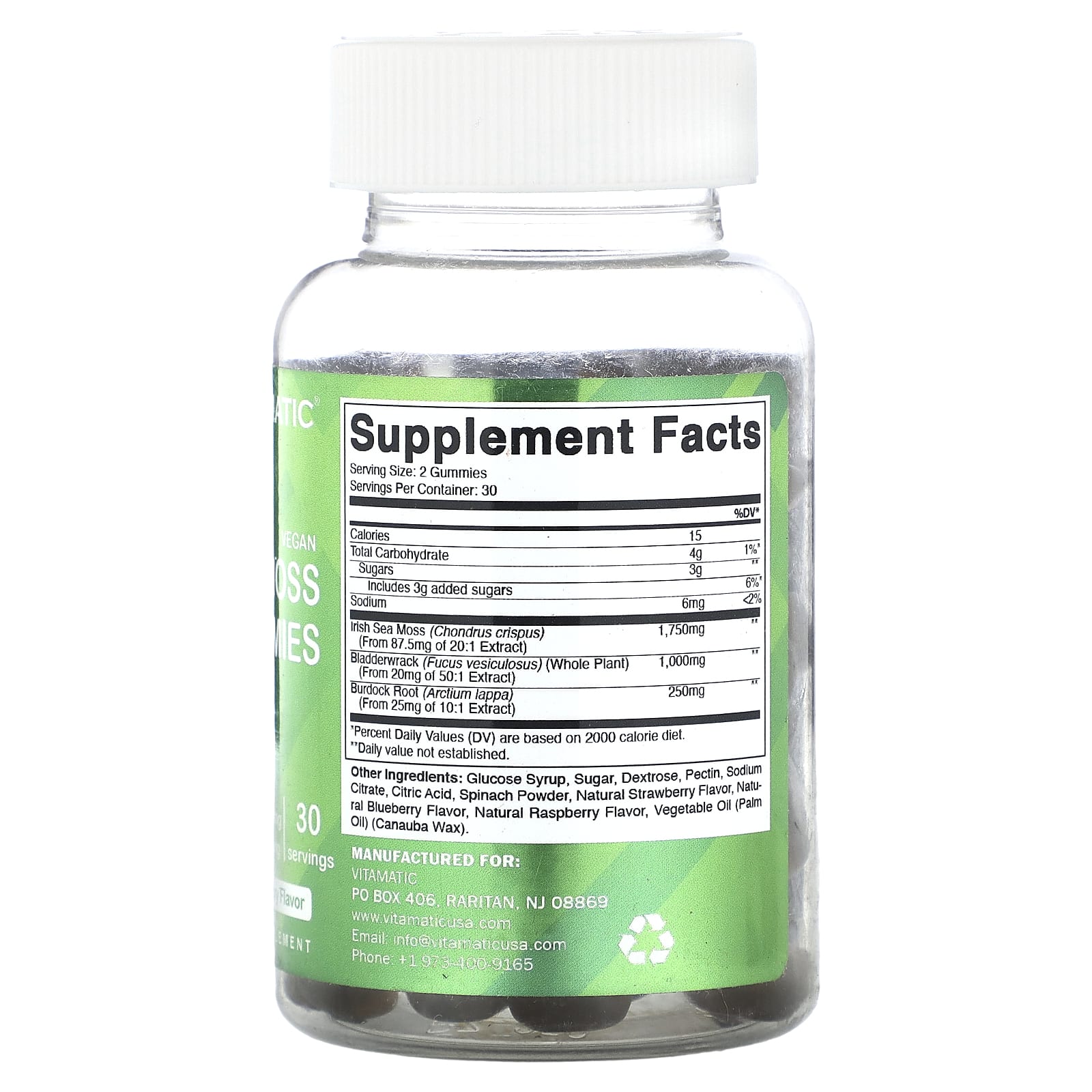 Vitamatic, Vegan Sea Moss Gummies, Natural Raspberry, 60 Gummies - Image 2