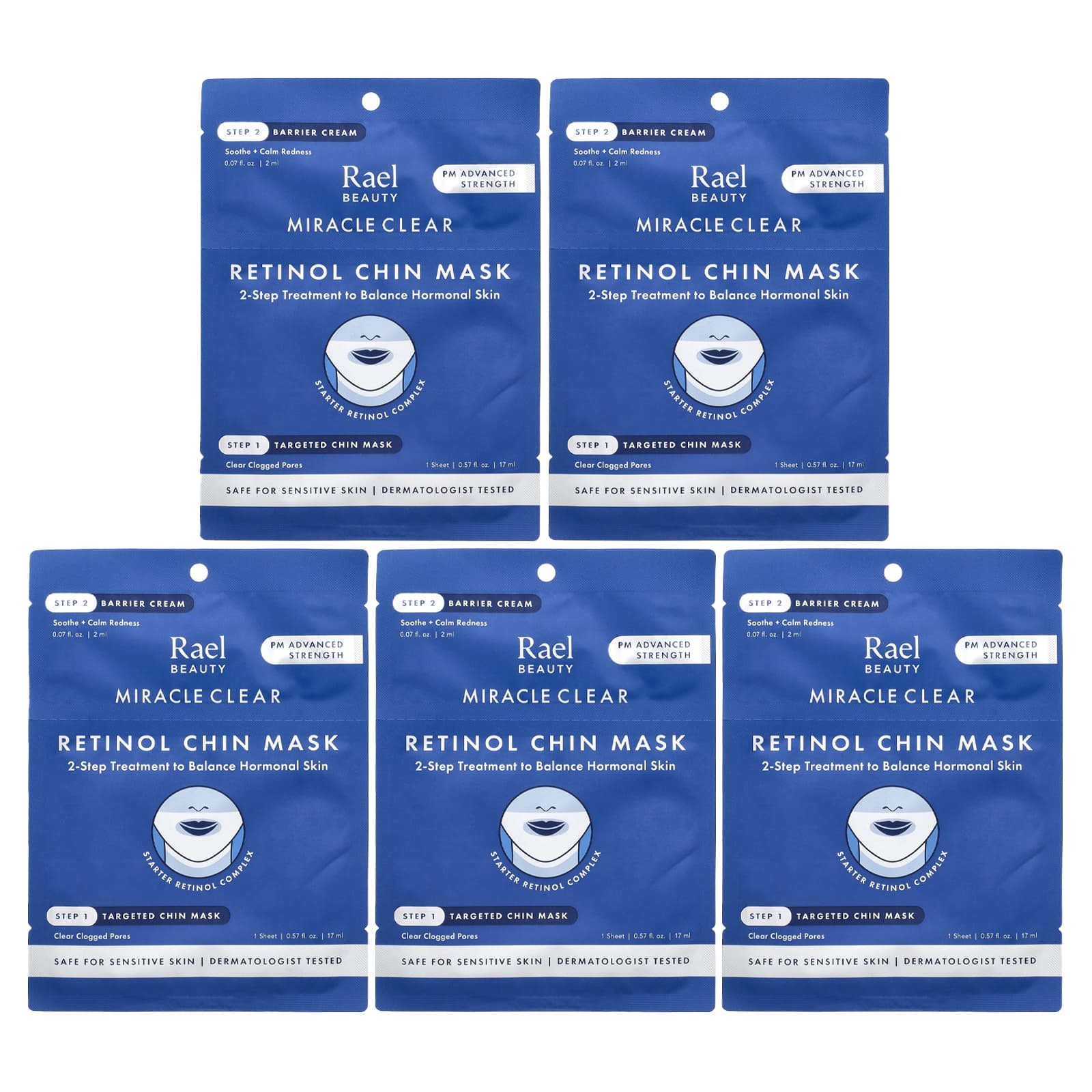 Rael, Miracle Clear, Retinol Chin Beauty Mask, Barrier Cream, 10 Piece Kit - Image 1