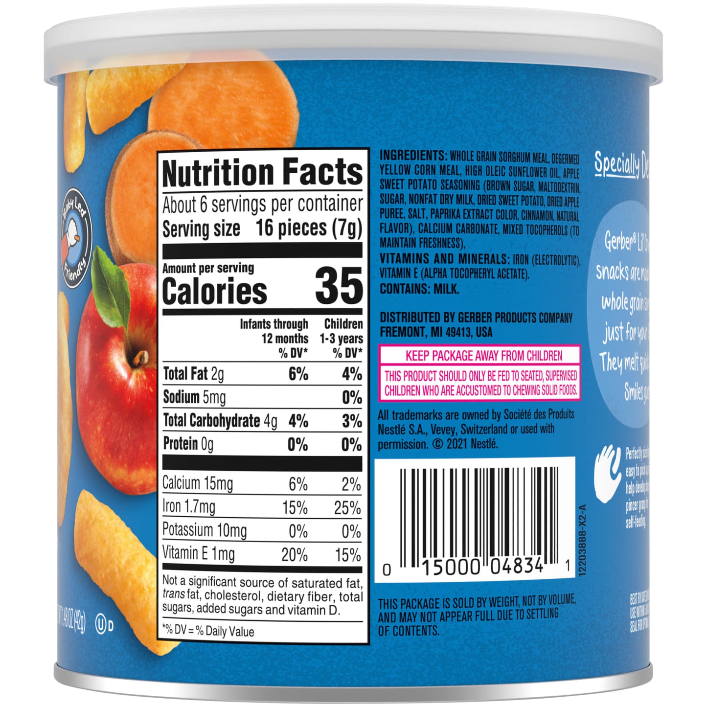 Gerber Lil' Crunchies Baked Grain Snack for Babies 8+ Months Apple Sweet Potato - Image 2