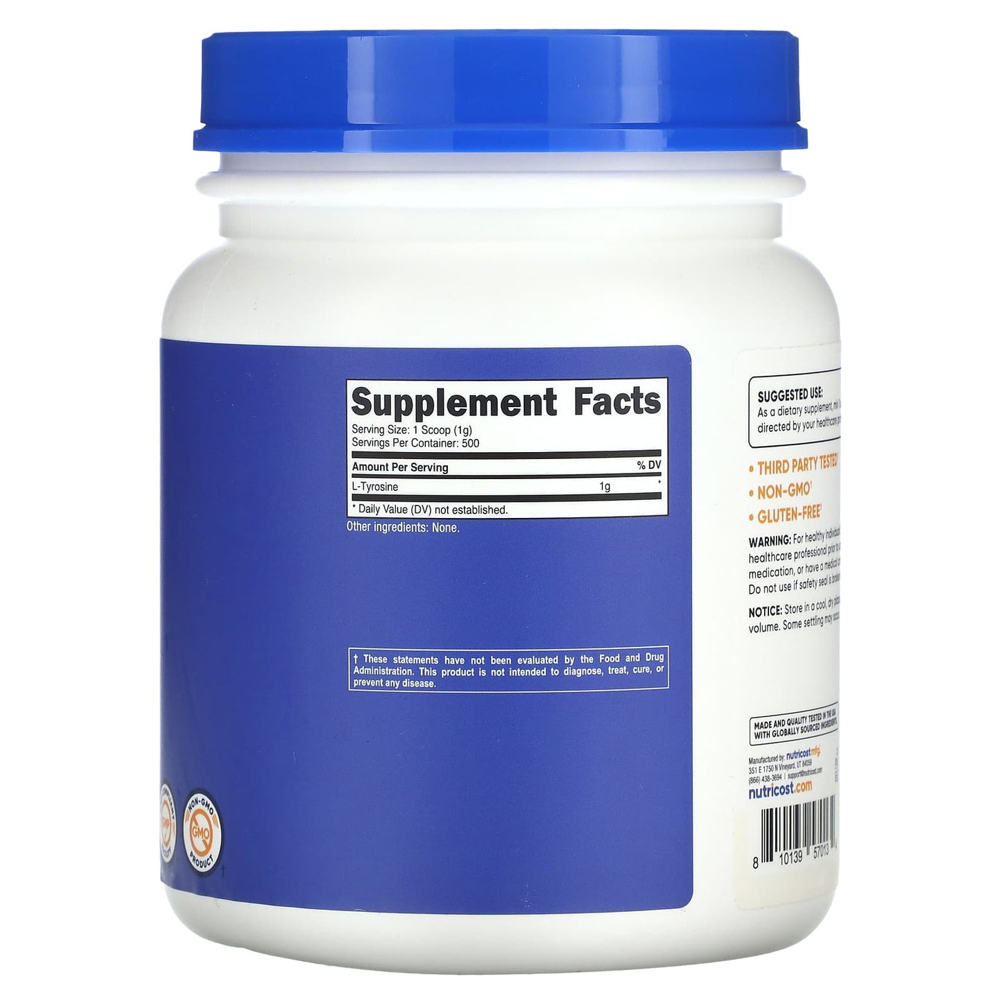 Nutricost, L-Tyrosine, Unflavored, 17.9 oz (500 g) - Image 2
