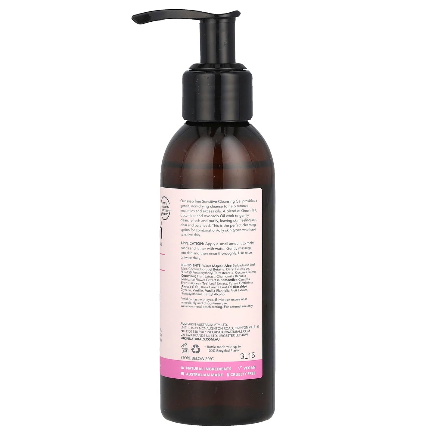 Sukin, Cleansing Gel, Sensitive, 4.23 fl oz (125 ml) - Image 2