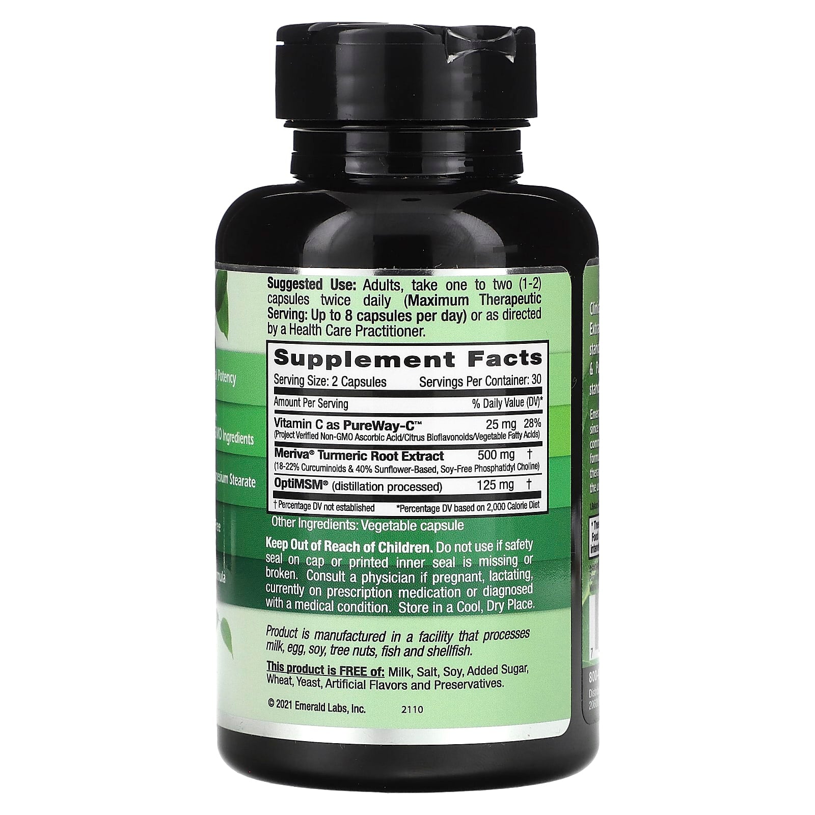 Emerald Laboratories Turmeric Supplement, Enhanced Liposomal Absorption, 500mg, 60 Caps - Image 2