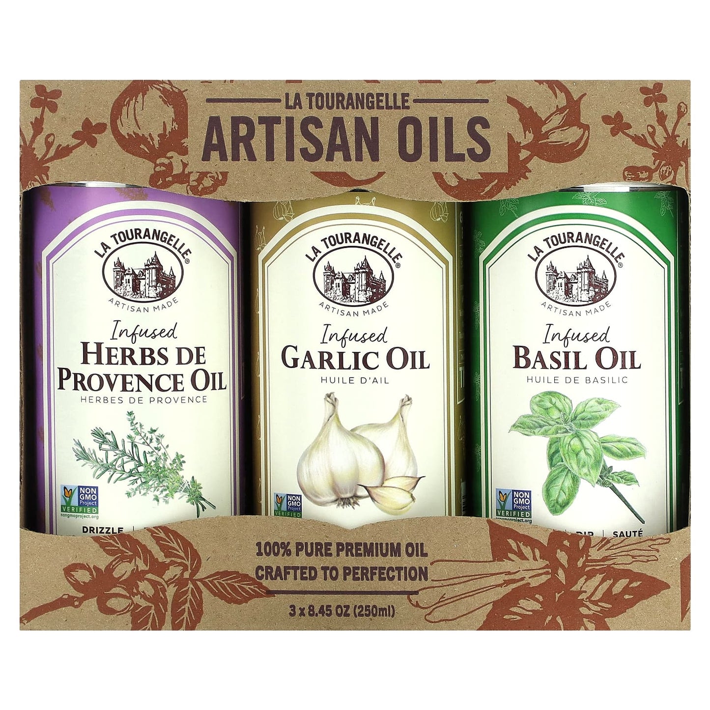 La Tourangelle, French Infused Trio Artisan Oils, 3 Cans, 8.45 fl oz (250 ml) Each - Image 1