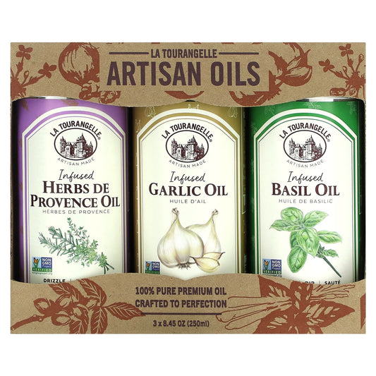 La Tourangelle, French Infused Trio Artisan Oils, 3 Cans, 8.45 fl oz (250 ml) Each - Image 1