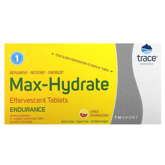 Trace, TM Sport, Max-Hydrate Endurance Effervescent Tablets, Citrus, 8 Tubes, 10 Tablets Each - Image 1