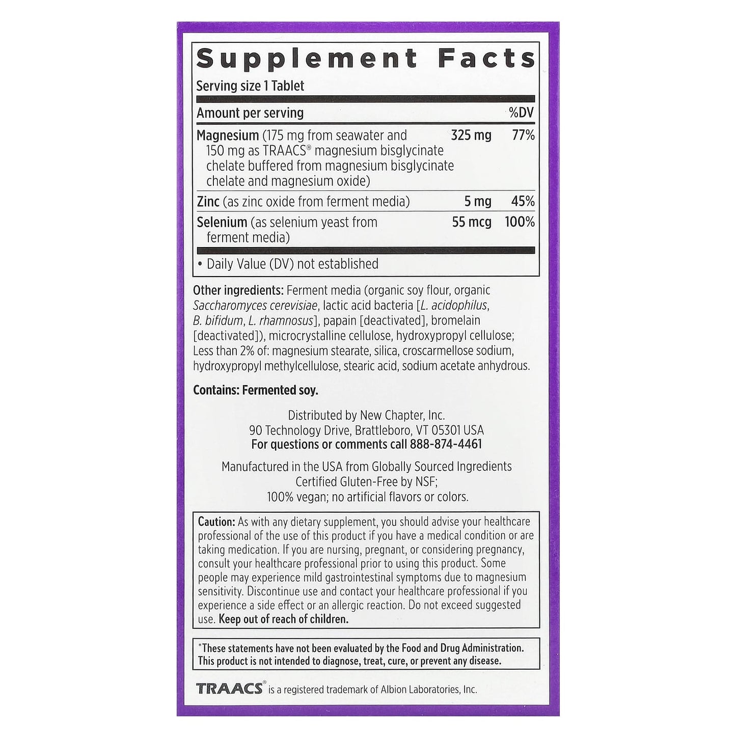 New Chapter, Magnesium + Selenium & Zinc, 30 Vegan Tablets - Image 2