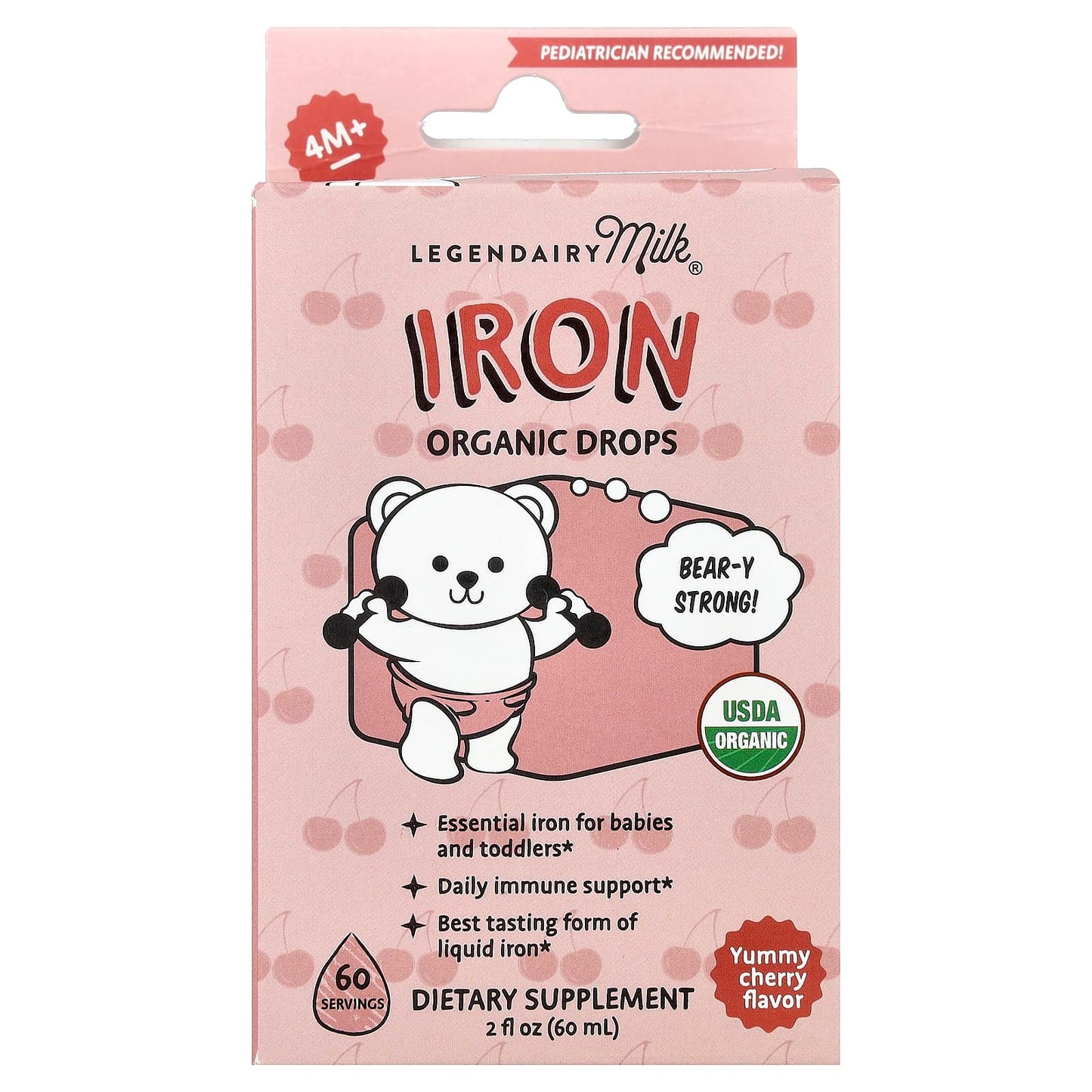 Legendairy Milk, Iron Organic Drops, 4+ Months, Yummy Cherry, 2 fl oz (60 ml) - Image 1