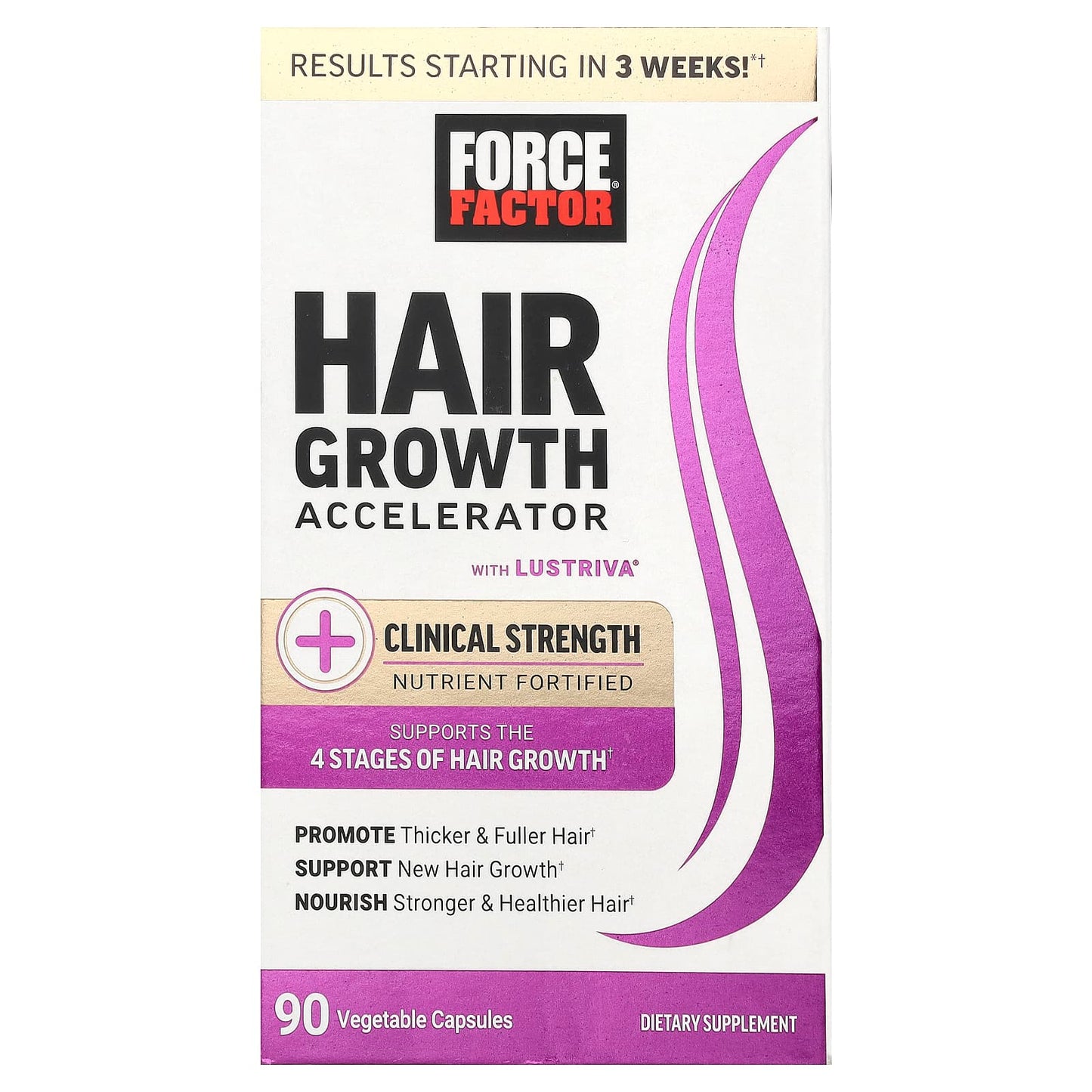 Force Factor Hair Growth Accelerator, 90 Capsules for Thicker Hair - Image 1
