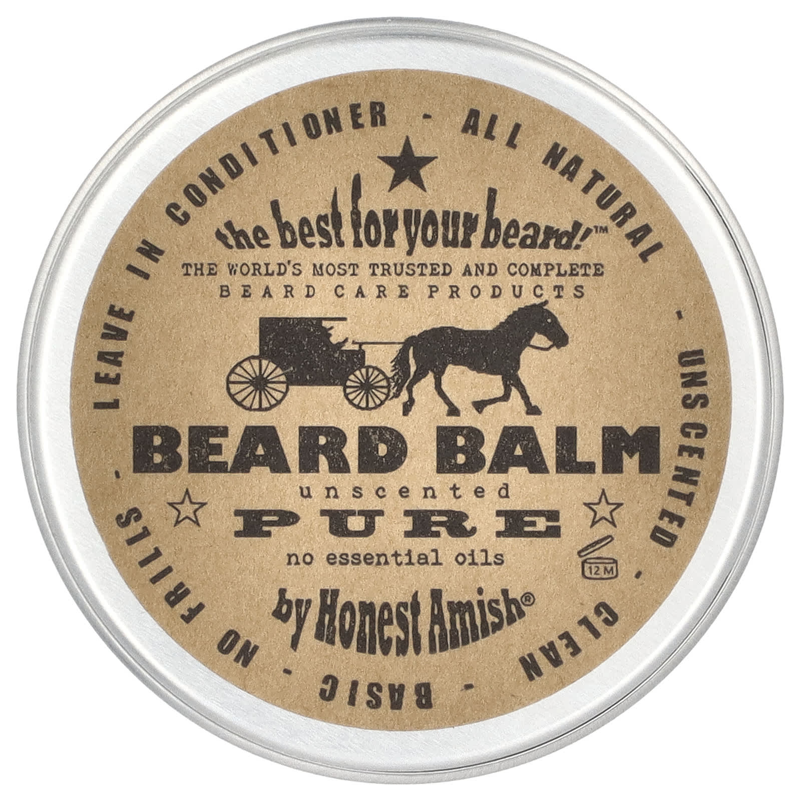 100% Natural Beard Balm by Honest Amish, 2 oz (60 ml) - Image 1