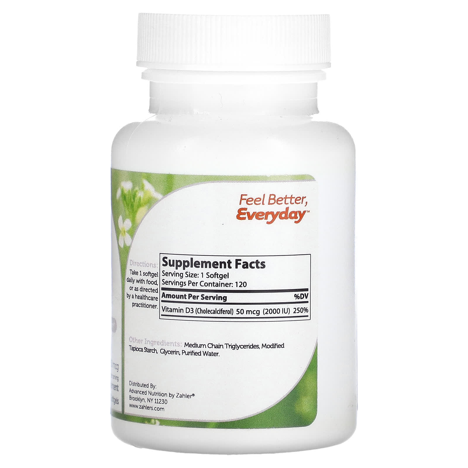 Zahler, Vitamin D3, Advanced D3 Formula, 50 mcg (2,000 IU), 120 Softgels - Image 2