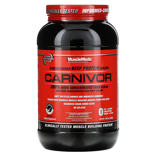 MuscleMeds, Carnivor, Bioengineered Beef Protein Isolate, Vanilla Caramel, 1.95 lbs (888 g) - Image 1
