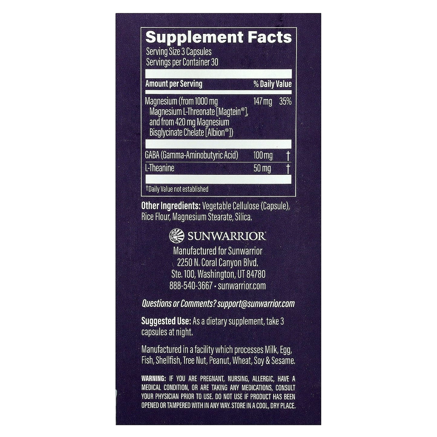 Sunwarrior, MagZen, GABA & L-Theanine, 90 Vegan Capsules - Image 2