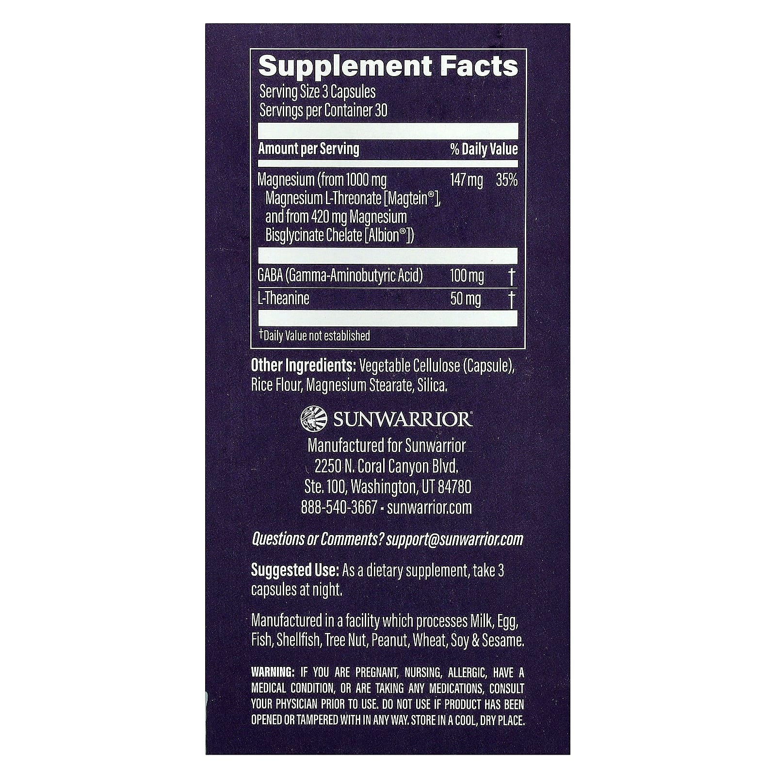 Sunwarrior, MagZen, GABA & L-Theanine, 90 Vegan Capsules - Image 2