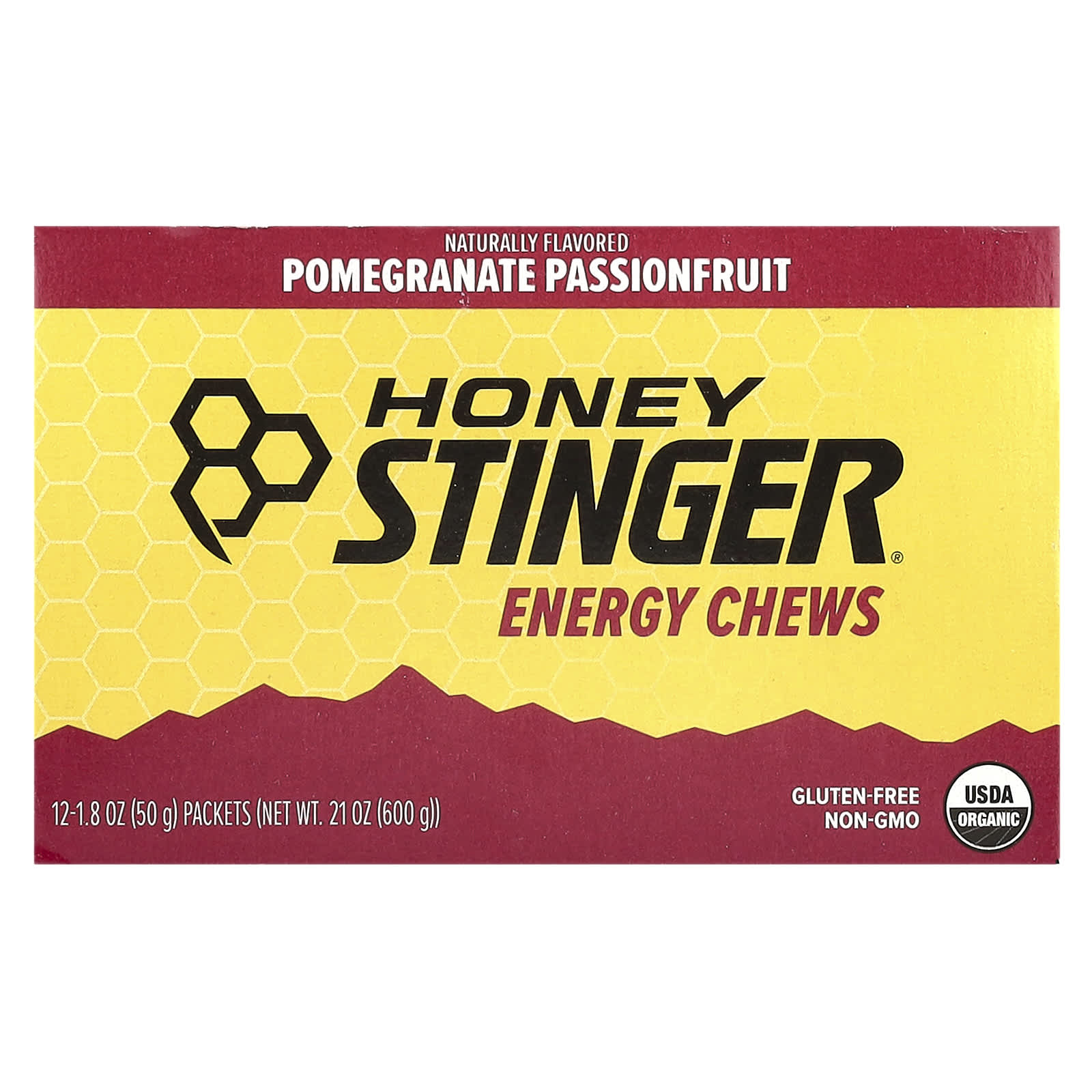 Pomegranate Passionfruit Energy Chews by Honey Stinger - 12 Packets - Image 1