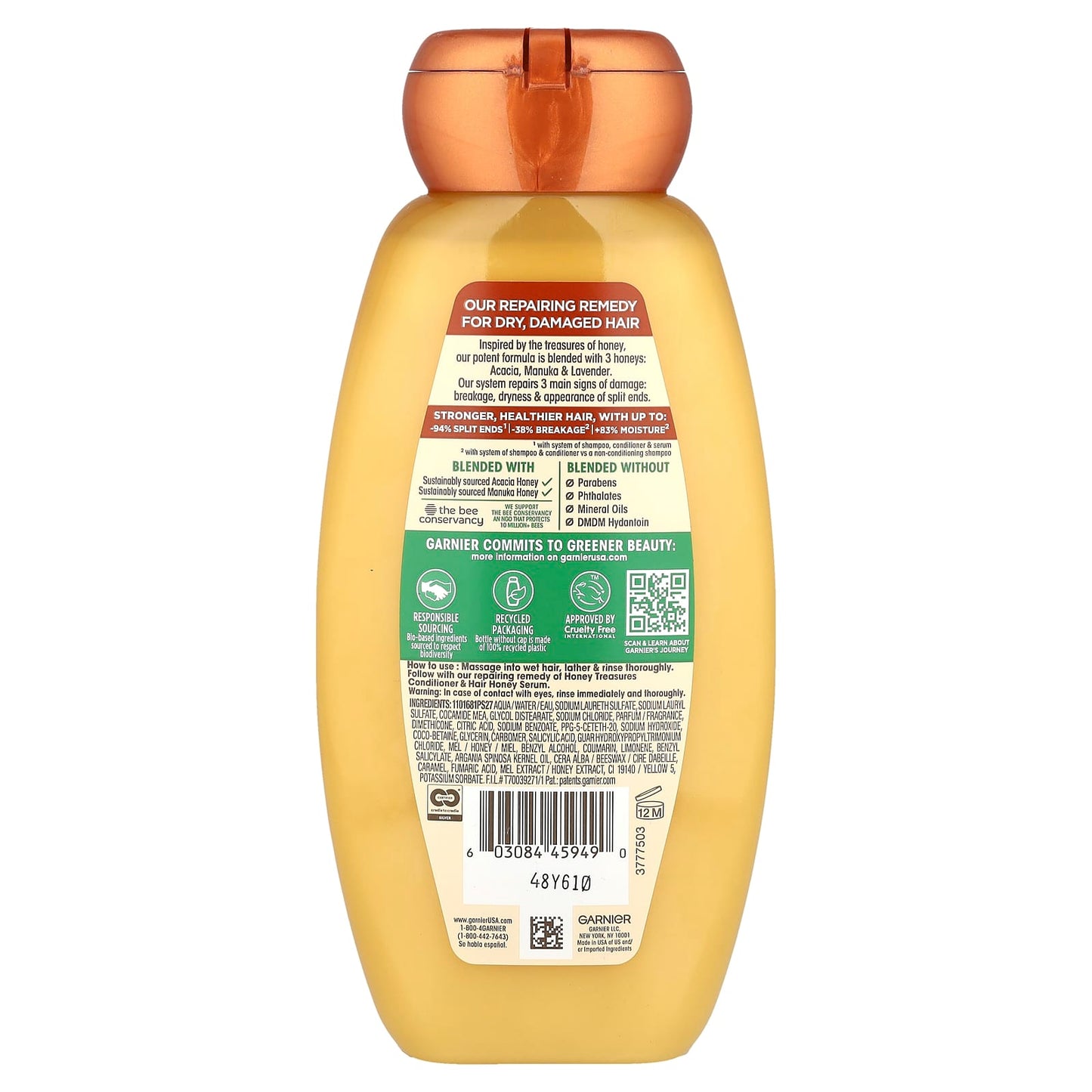 Garnier Honey Treasures Repairing Shampoo for Dry Damaged Hair, 12.5 fl oz - Image 2