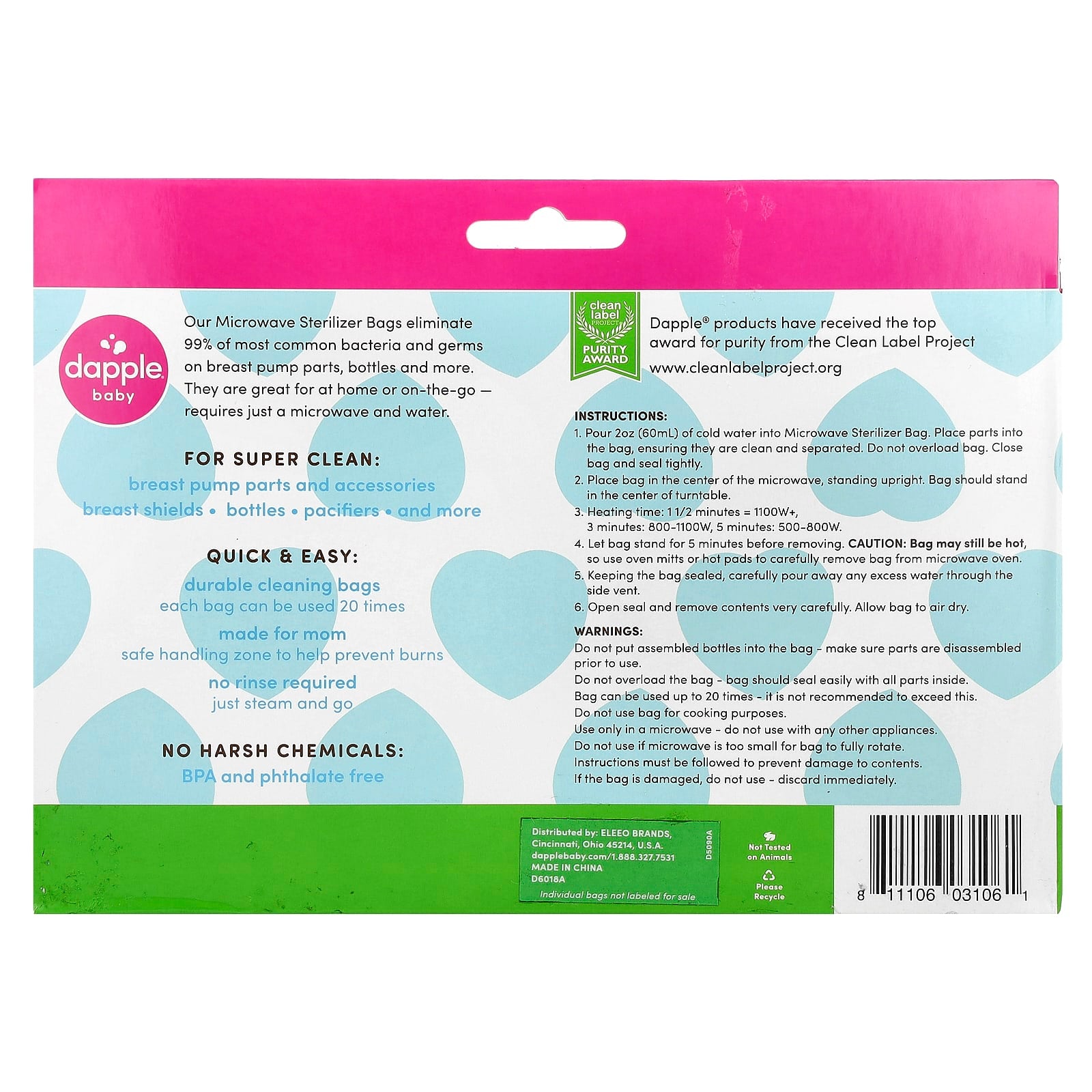 Dapple Baby Microwave Sterilizer Bags - Quick & Sanitary Bottle & Pump Cleaning - Image 2
