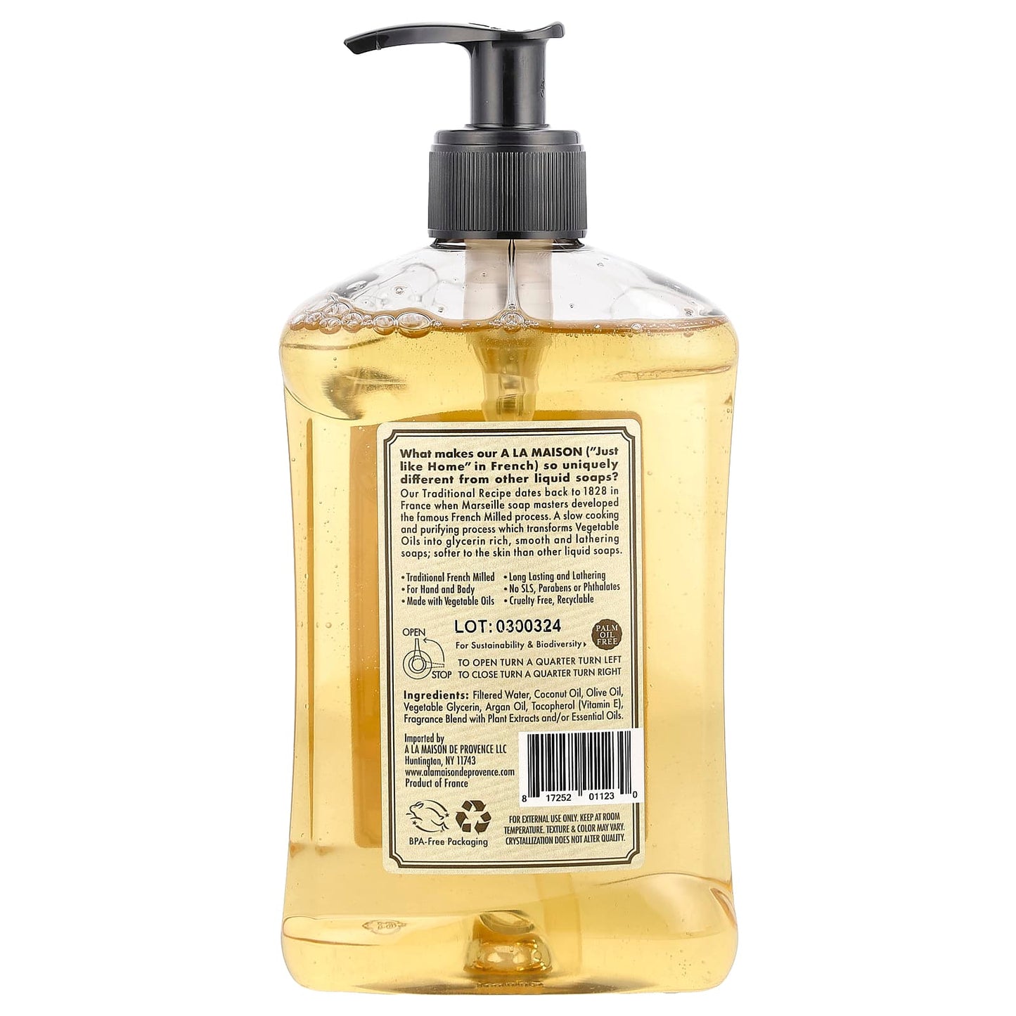 French Liquid Soap for Hand & Body - Sweet Almond, 16.9 fl oz - Image 2