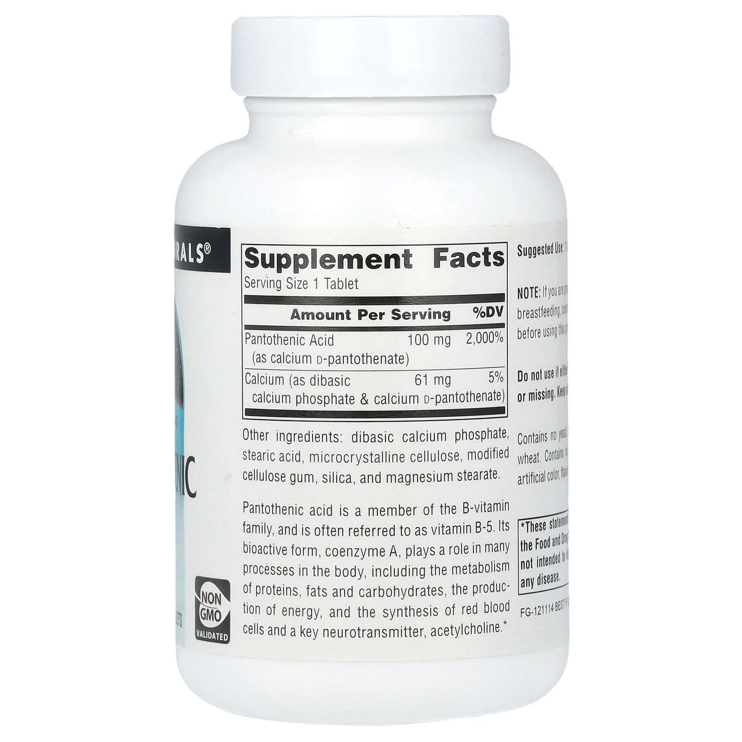 Source Naturals, Pantothenic Acid, 250 Tablets - Image 2