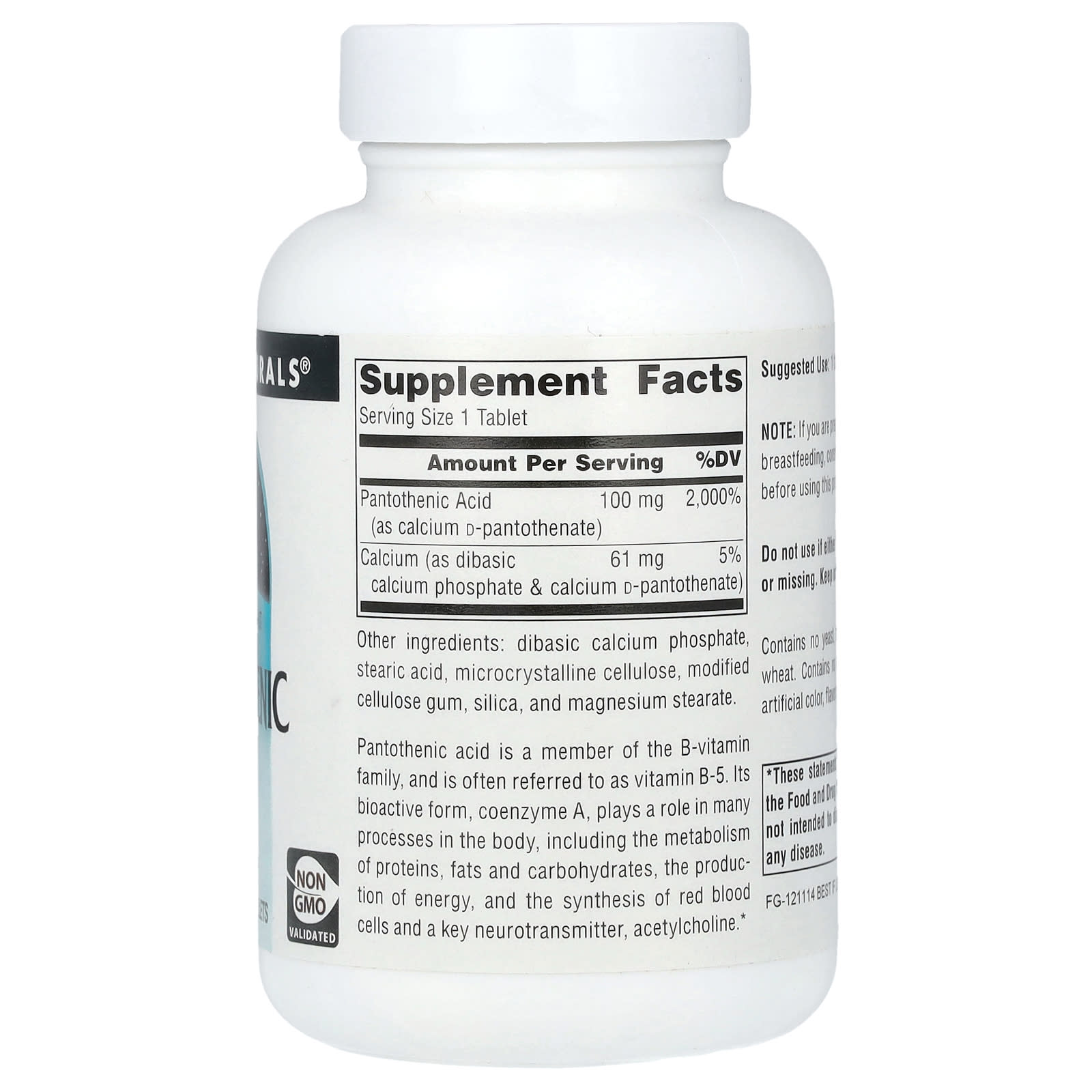 Source Naturals, Pantothenic Acid, 250 Tablets - Image 2