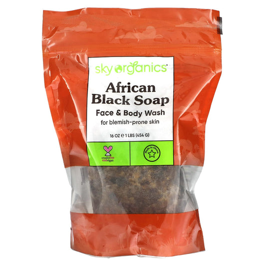Sky Organics, African Black Soap, Face & Body Wash, For Blemish-Prone Skin, 16 oz (454 g) - Image 1