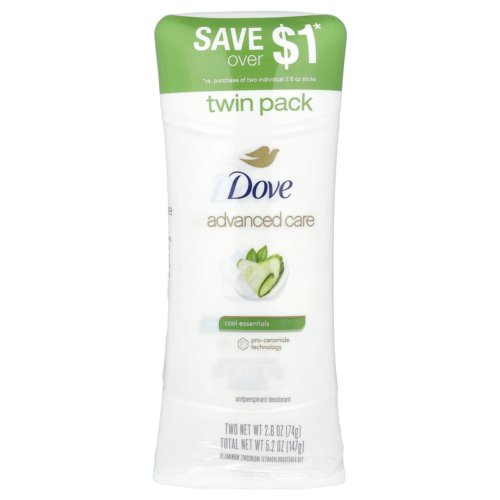 Dove Advanced Care Anti-Perspirant Deodorant 2.6 oz, 2 Pack, Soft Skin Protection - Image 2