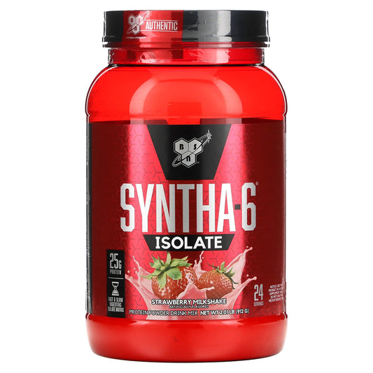 BSN Syntha-6 Isolate Protein Powder, Strawberry Milkshake, 2.01 lbs - Image 1