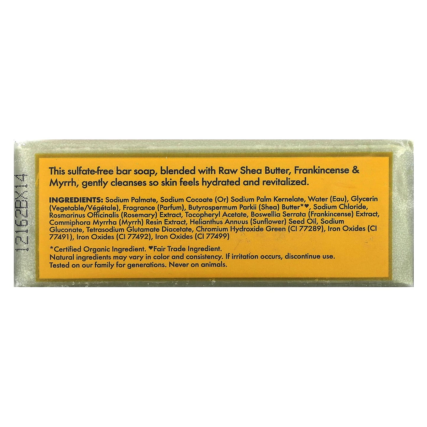 SheaMoisture, Raw Shea Butter Bar Soap w/ Frankincense & Myrrh, 8 oz (227 g) - Image 2