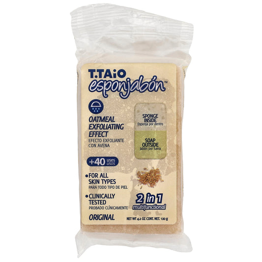 T. Taio, Soap Bar With Sponge Inside, Oatmeal, 4.2 oz (120 g) - Image 1