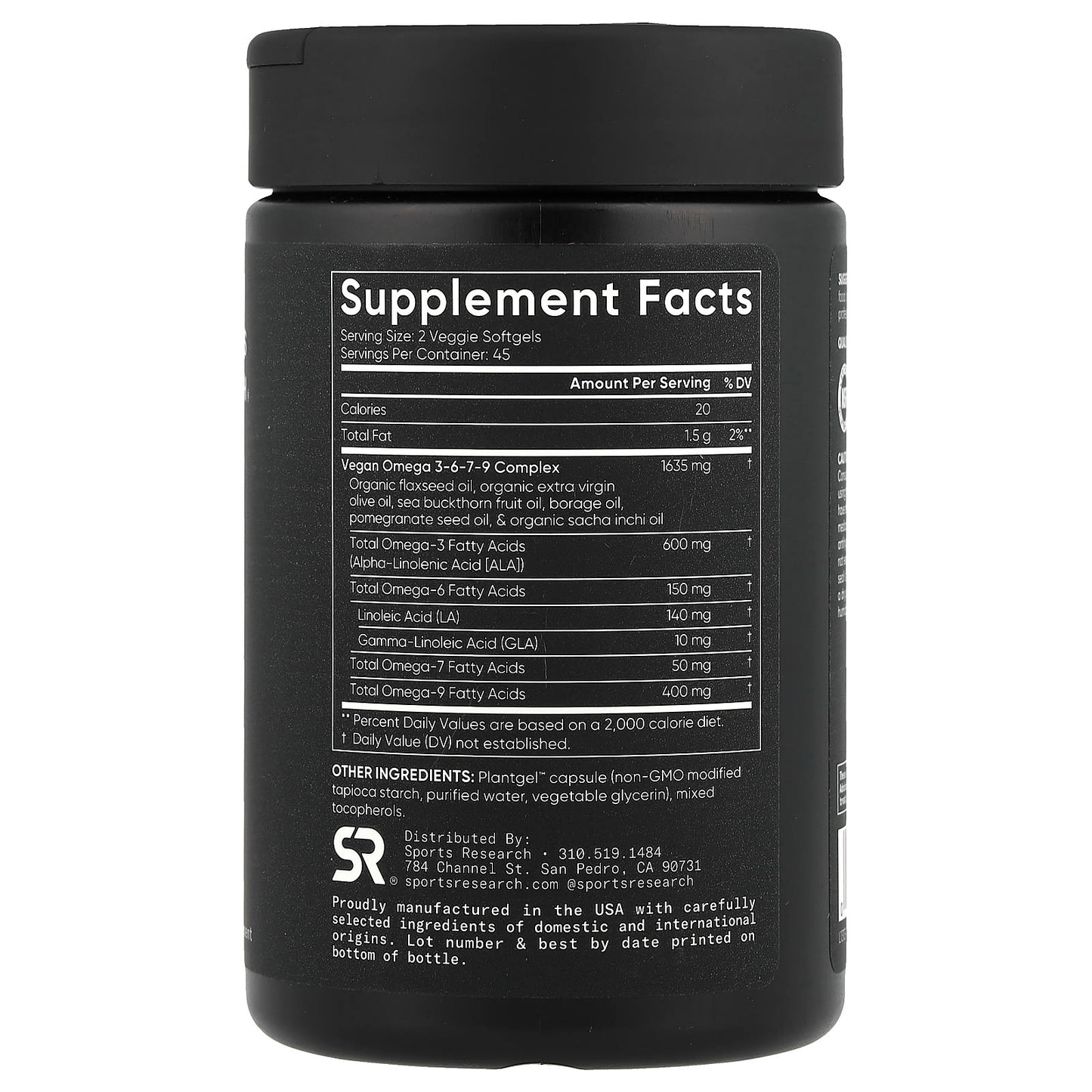 Sports Research, Omega 3-6-7-9, Plant Based , 90 Veggie Softgels - Image 2