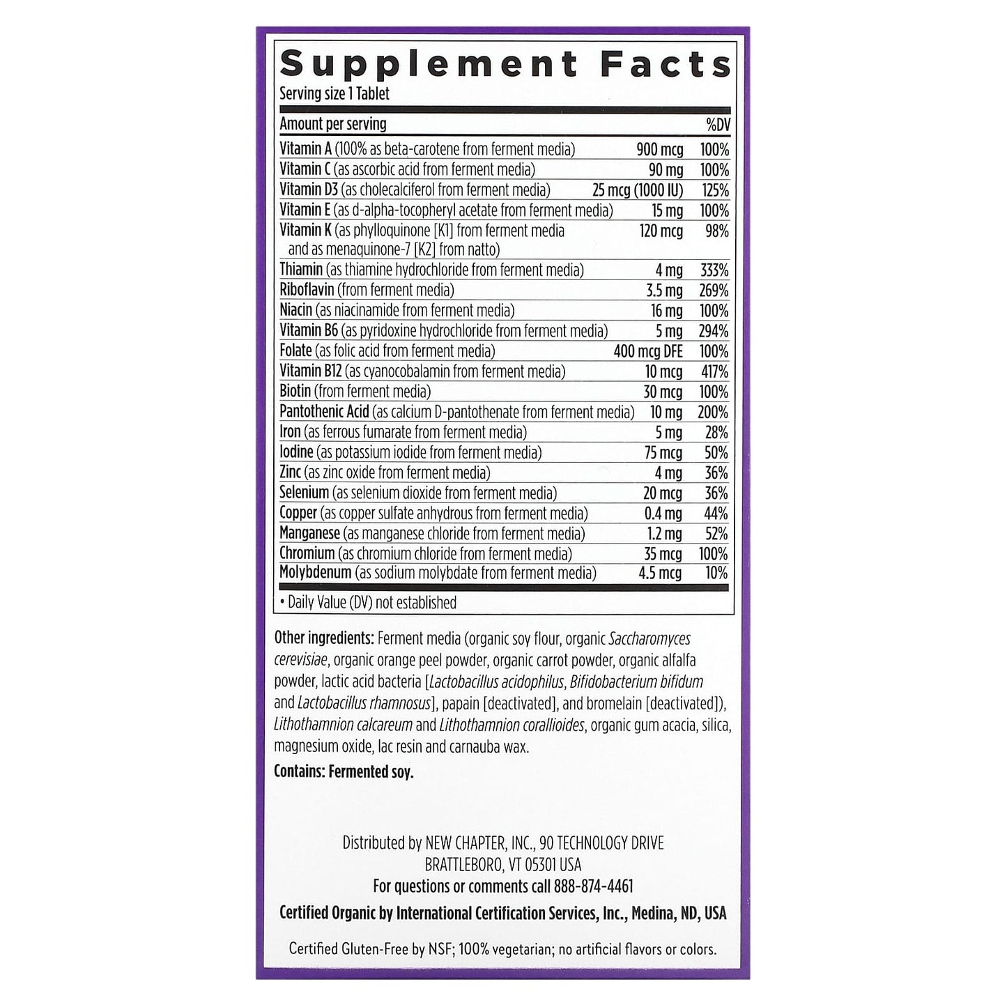 New Chapter, One Daily Multivitamin, 72 Vegetarian Tablets - Image 2