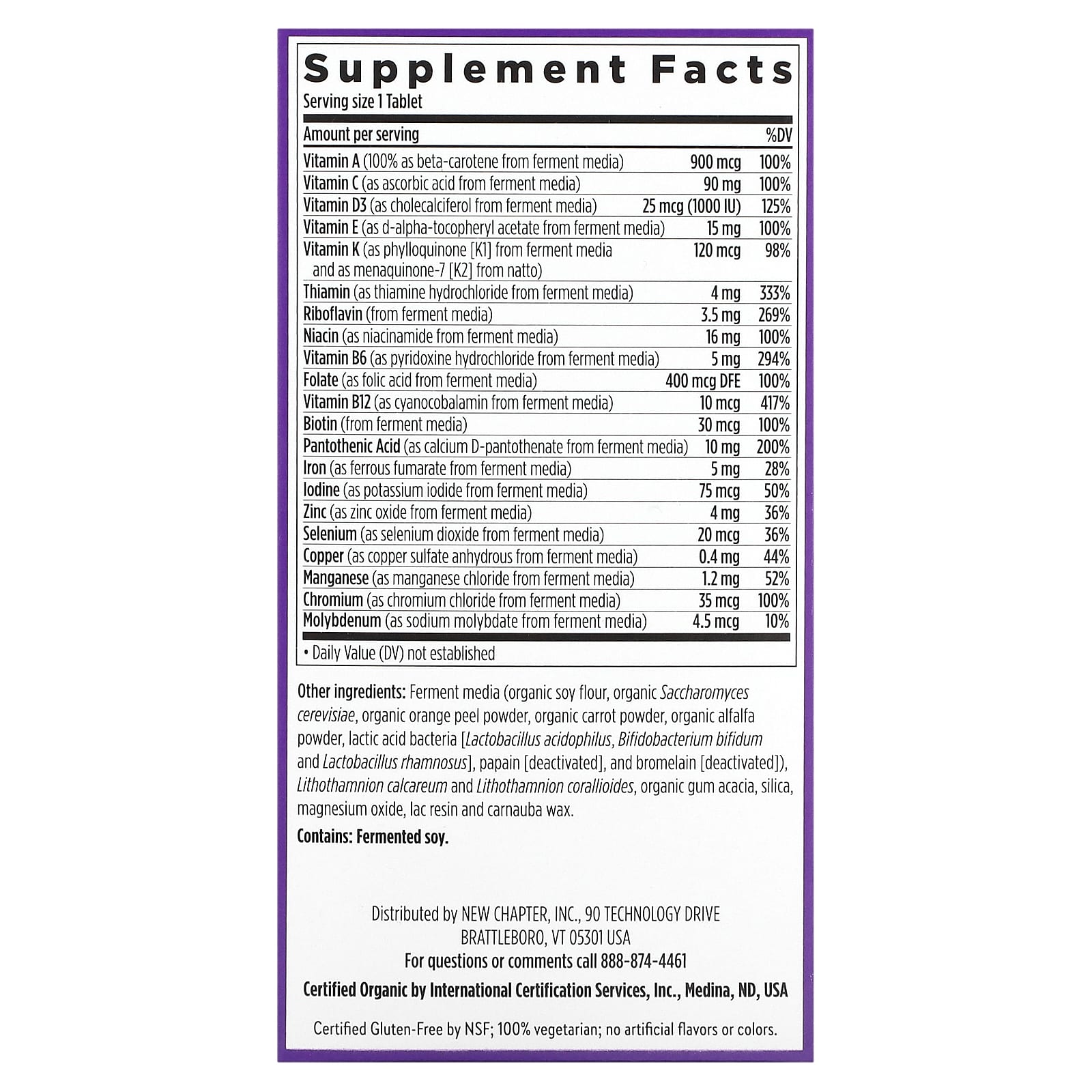 New Chapter, One Daily Multivitamin, 72 Vegetarian Tablets - Image 2